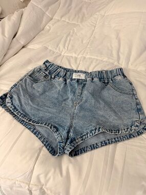 SHEIN Light Blue Elastic Waist Denim Shorts